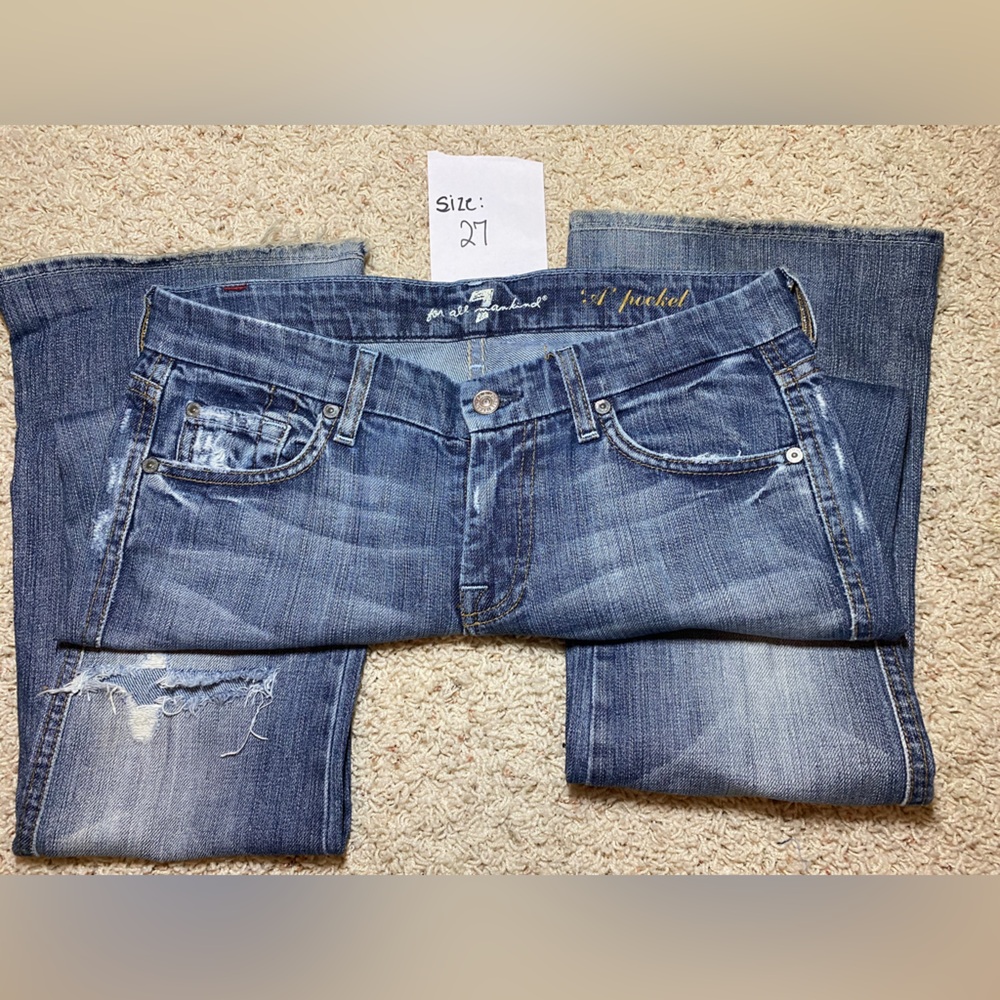 7 For All Mankind Blue Boot Cut Jeans